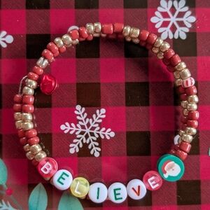 BELIEVE Christmas Memory Wire Bracelet